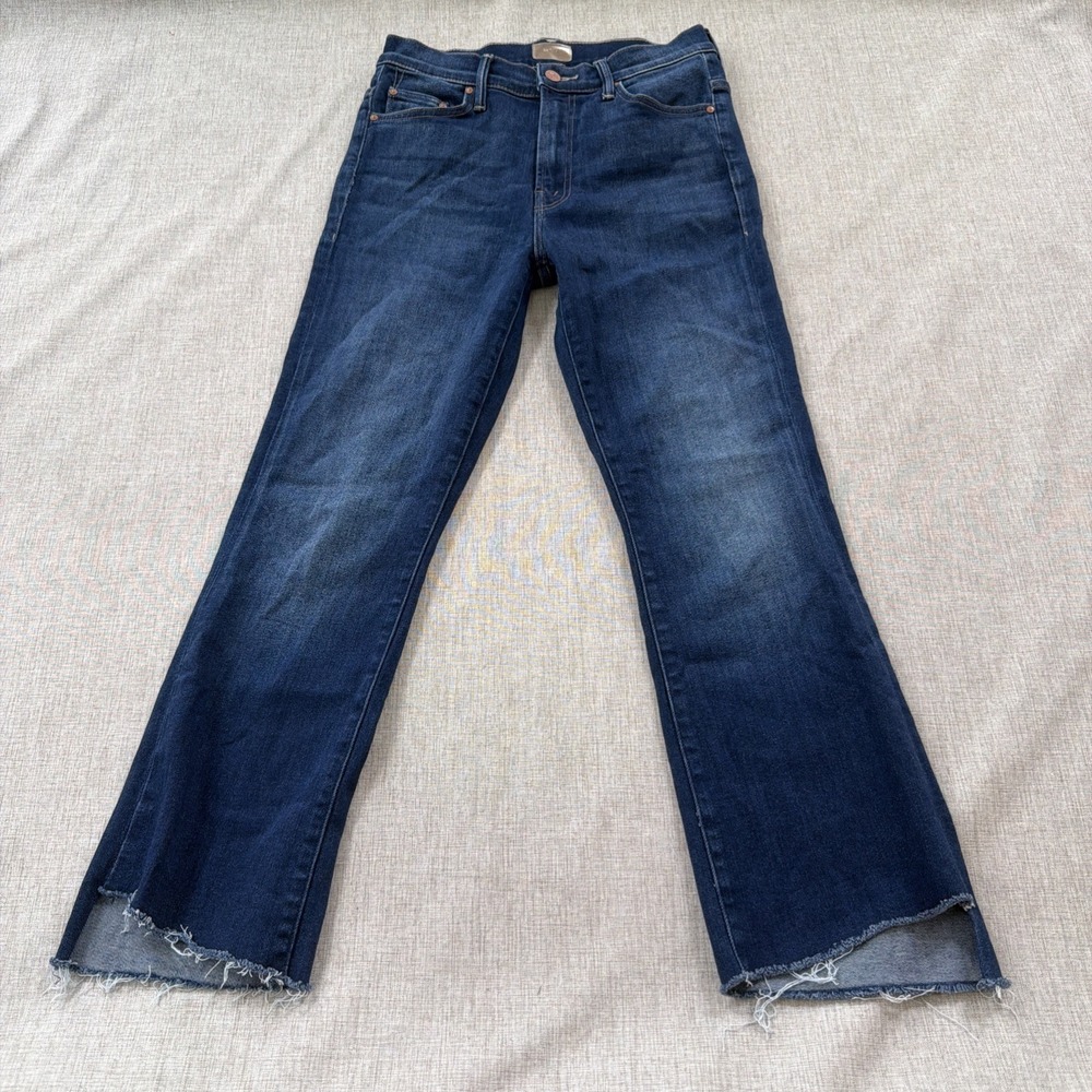 Mother Jeans Womens 27 Blue The Insider Crop Step Fray Dark Wash Denim